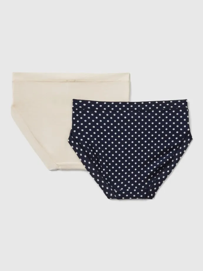 2er-Set: Slips in Dunkelblau/ Creme