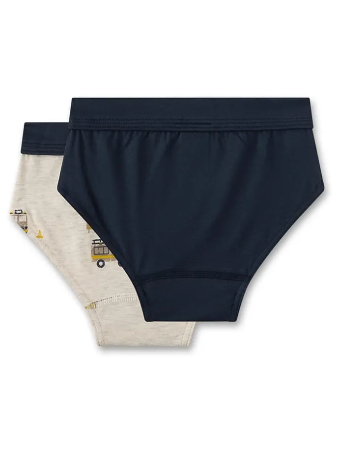 2er-Set: Slips in Dunkelblau/ Beige
