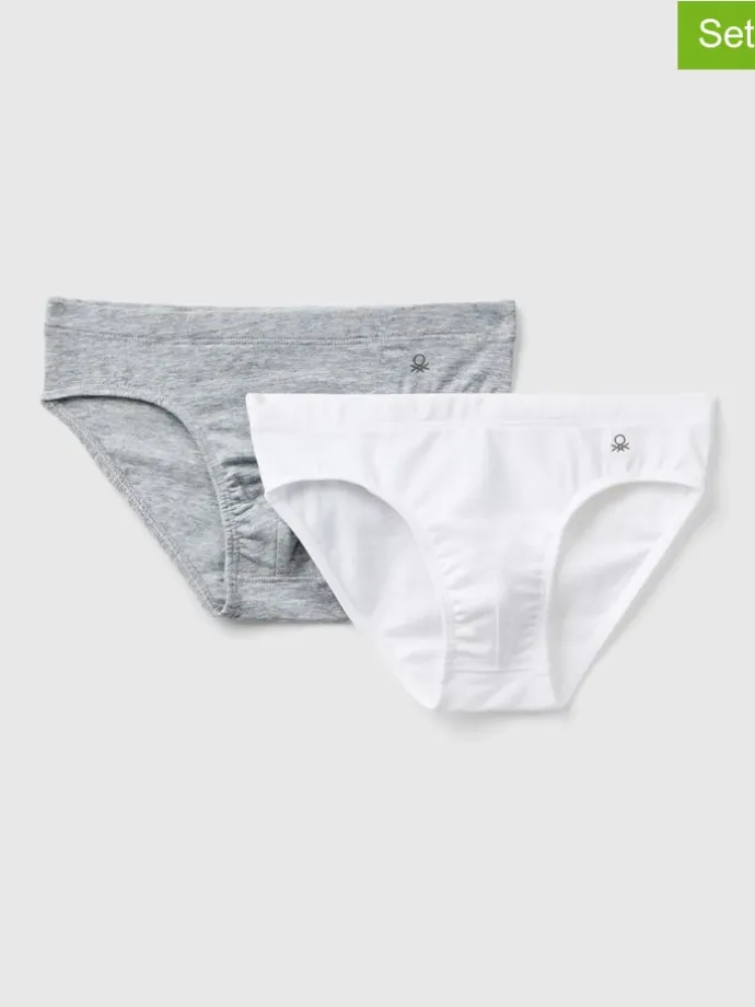 2er-Set: Slips in Grau/ Weiß