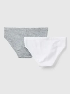 2er-Set: Slips in Grau/ Weiß