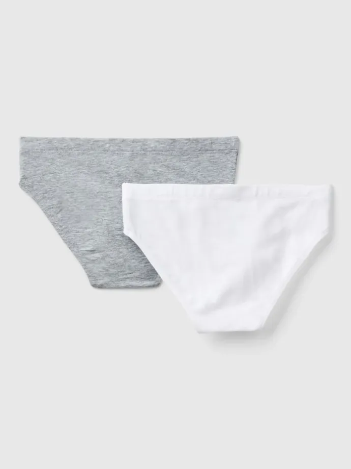 2er-Set: Slips in Grau/ Weiß
