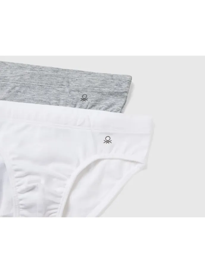 2er-Set: Slips in Grau/ Weiß