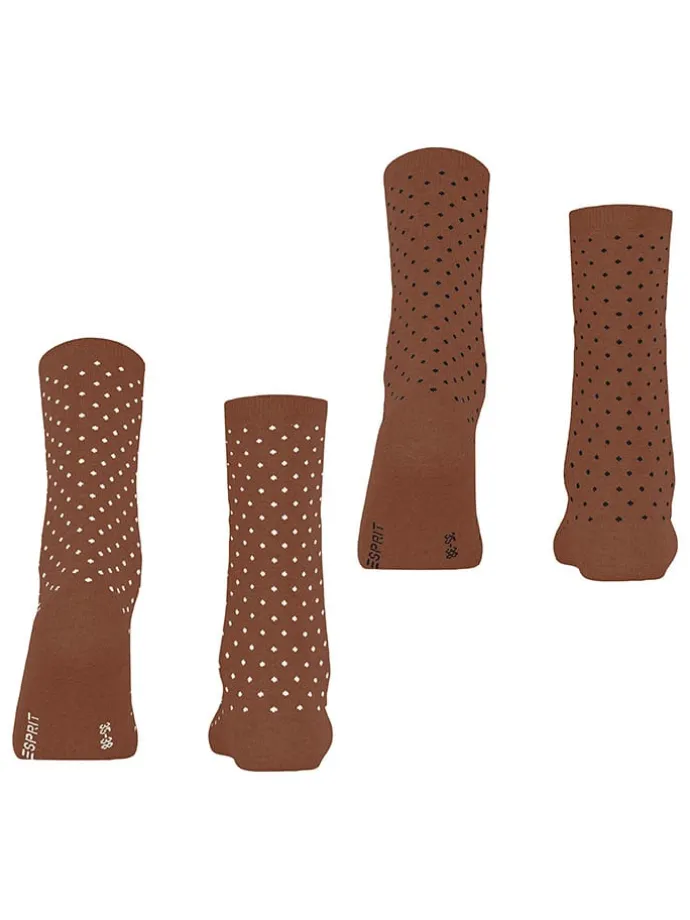 2er-Set: Socken ''Fine Dot'' in Hellbrau/ Schwarz/ Weiß