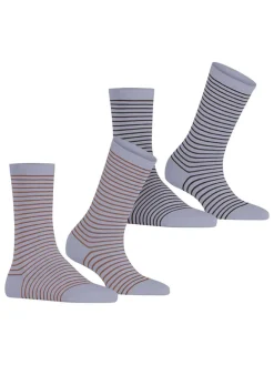 2er-Set: Socken ''Fine Line'' in Hellblau/ Hellbraun/ Anthrazit