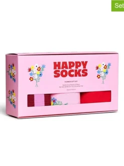 3er-Set: Socken "Flower" in Rosa/ Rot