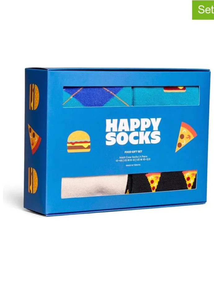 4er-Set: Socken "Food" in Blau/ Dunkelblau/ Schwarz