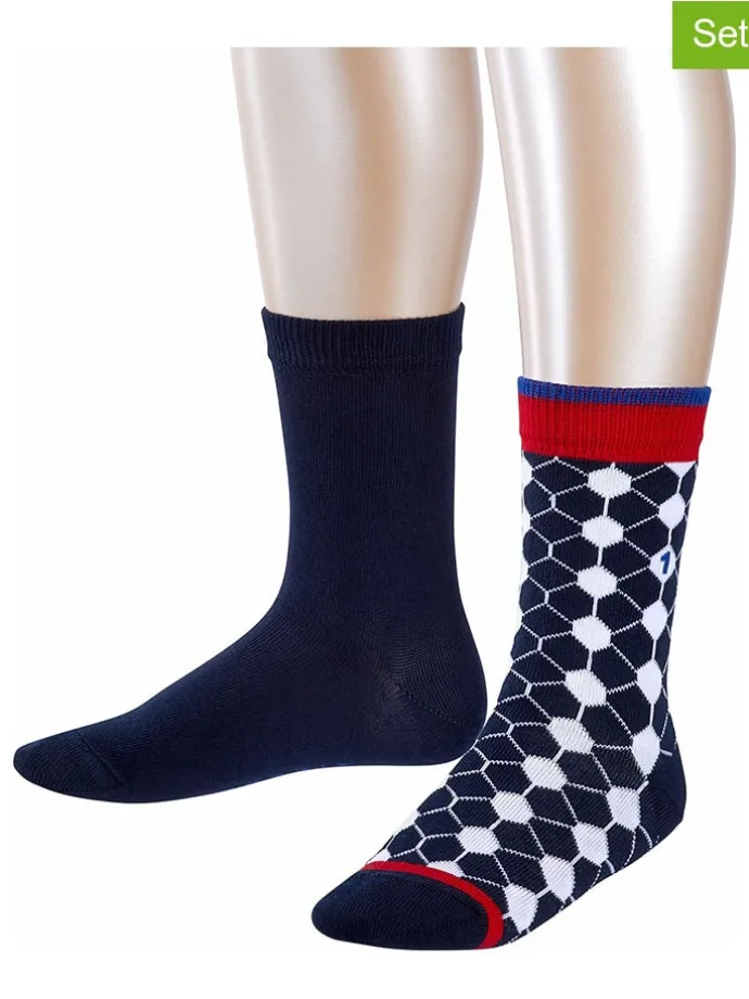2er-Set: Socken ''Football'' in Dunkelblau