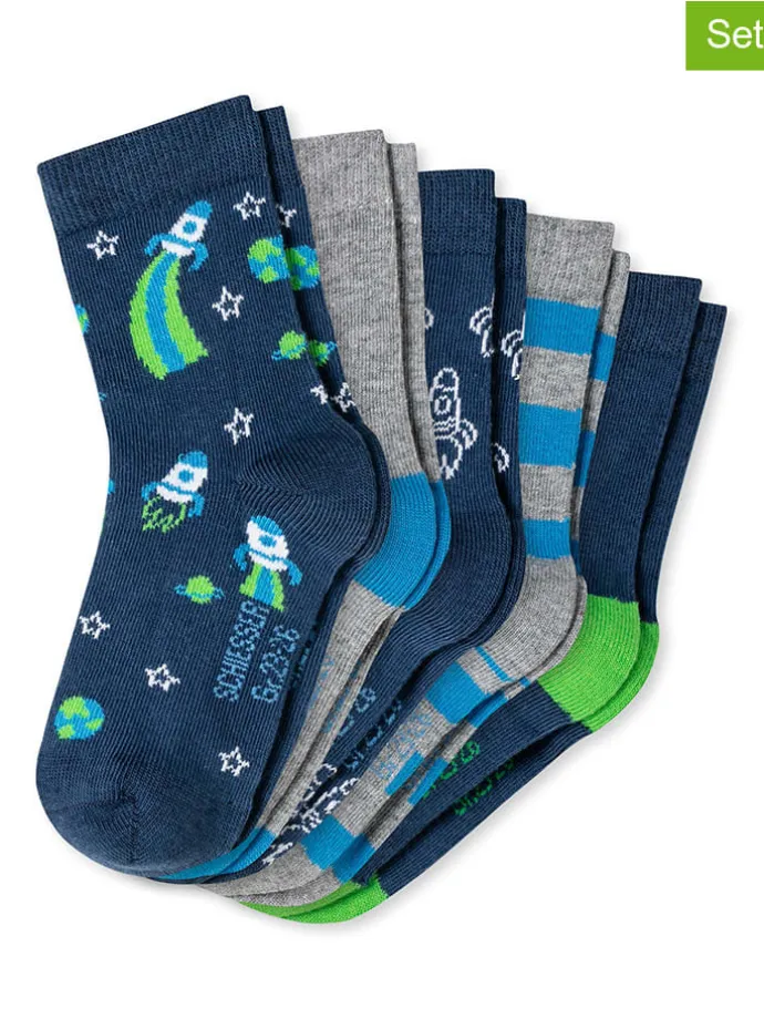 5er-Set: Socken in Dunkelblau/ Grau