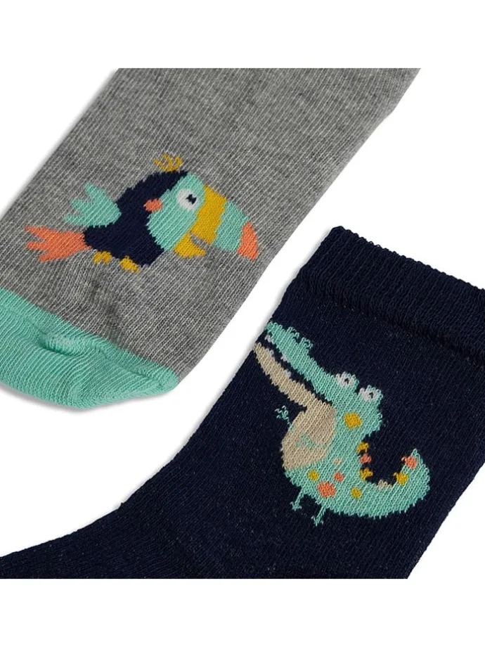 2er-Set: Socken in Grau/ Dunkelblau