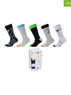 5er-Set: Socken in Schwarz/ Hellgrau