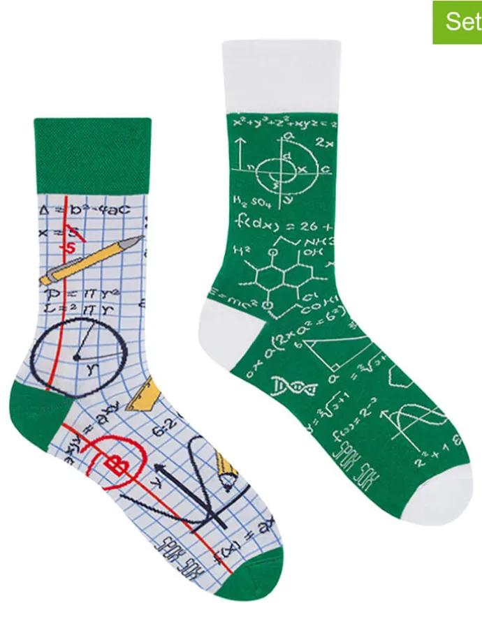 2er-Set: Socken in Weiß/ Grün