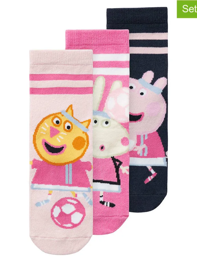 3er-Set: Socken "Merana Peppa" in Dunkelblau/ Rosa/ Pink