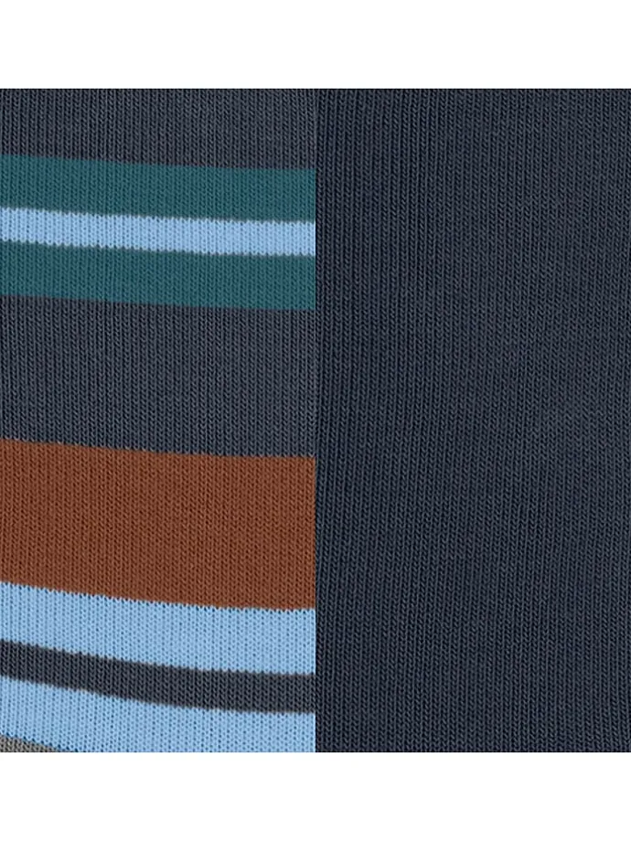 2er-Set: Socken ''Retro Stripe'' in Dunkelblau/ Hellblau/ Braun
