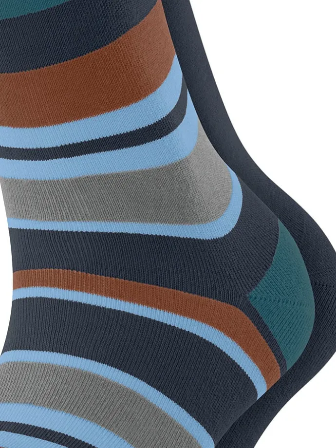 2er-Set: Socken ''Retro Stripe'' in Dunkelblau/ Hellblau/ Braun