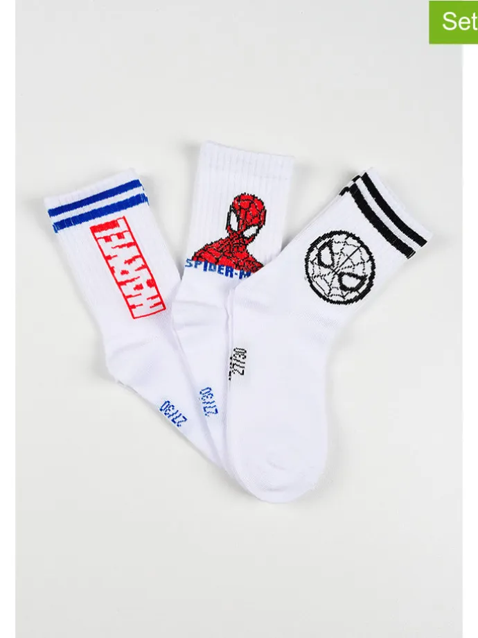 3er-Set: Socken "Spiderman" in Weiß