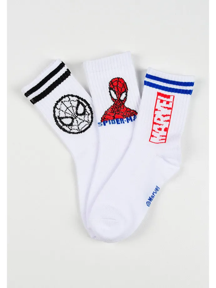 3er-Set: Socken "Spiderman" in Weiß