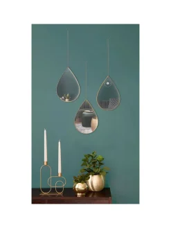 3er-Set: Spiegel in Gold in Gold - (B)19 x (H)27 cm