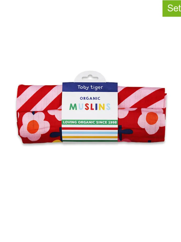 2er-Set: Spucktücher in Rot/ Bunt - (L)75 x (B)75 cm