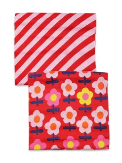 2er-Set: Spucktücher in Rot/ Bunt - (L)75 x (B)75 cm