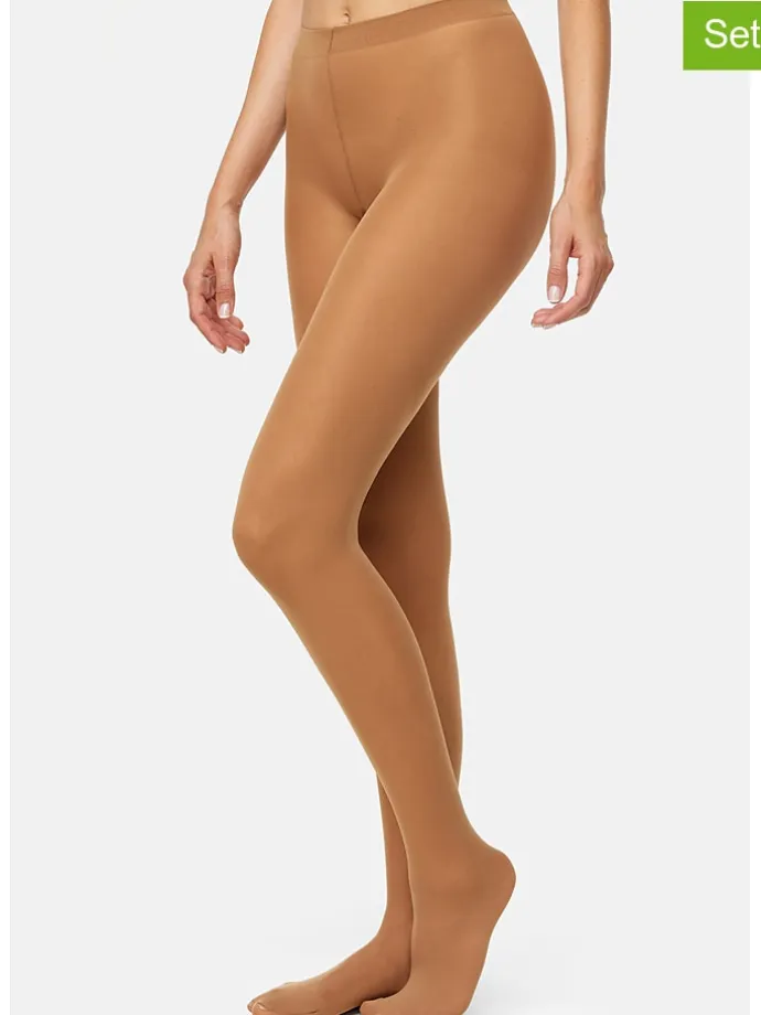 2er-Set: Strumpfhose "Blickdicht" in Beige - 40 DEN
