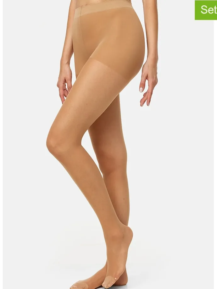 2er-Set: Strumpfhose "Goodbye Laufmaschen" in Beige - 20 DEN