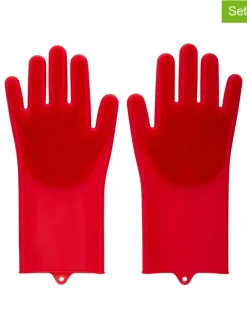 2er-Set: Tierpflege-Handschuhe in Rot - (L)32,6 x (B)15,5 cm