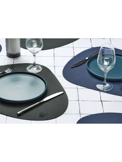 6er-Set: Tischsets in Dunkelblau/ Anthrazit - (L)44 x (B)37 cm