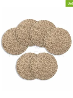 6er-Set: Tischsets in Hellbraun - Ø 35 cm