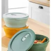 3er-Set: Vorratsdosen in Orange/ Grün/ Hellblau - (B)18,5 x (H)20 x (T)8 cm