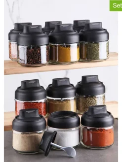 12er-Set: Vorratsgläser in Schwarz - 300 ml