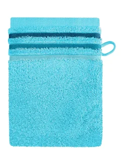 5er-Set: Waschhandschuhe "Skyline" in Türkis