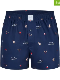 3er-Set: Webboxershorts in Dunkelblau/ Rot