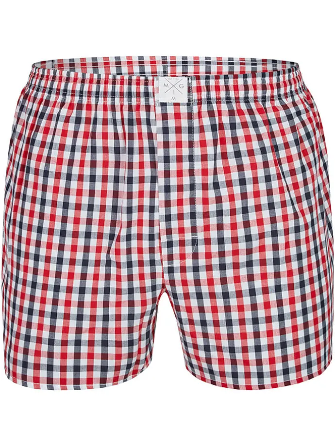 3er-Set: Webboxershorts in Dunkelblau/ Rot