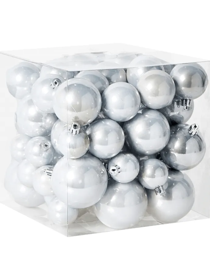 60er-Set Weihnachtsbaumkugeln TINNSJA in Silber