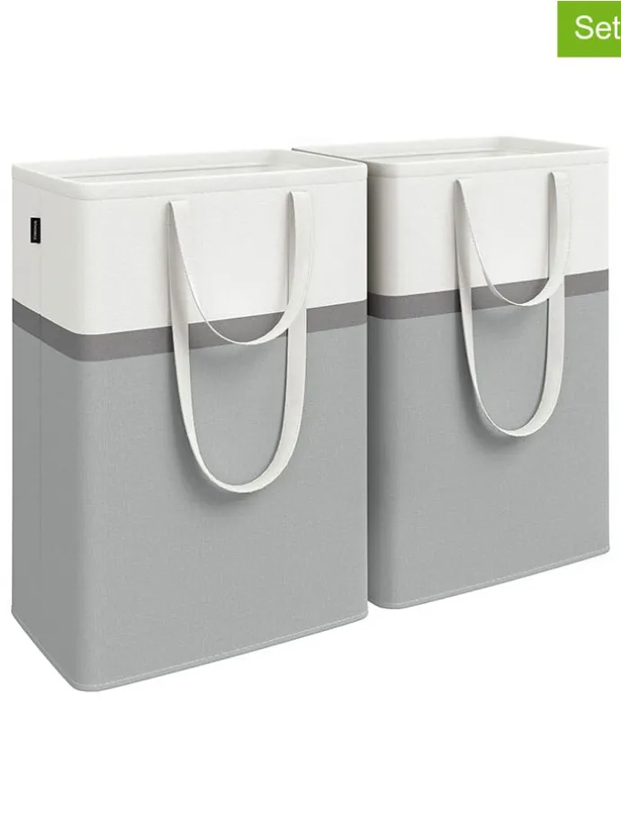 2er-Set: Wäschekörbe in Grau/ Weiß - (B)40 x (H)65 x (T)30 cm
