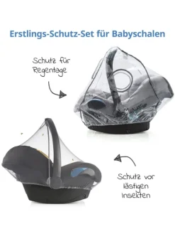 Erstlings-Schutz-Set für Babyschalen mit in grau