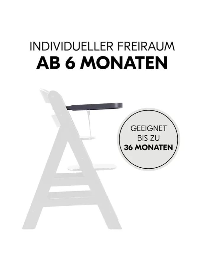Essbrett & Tisch aus Holz für Alpha Hochstühle in grau,schwarz