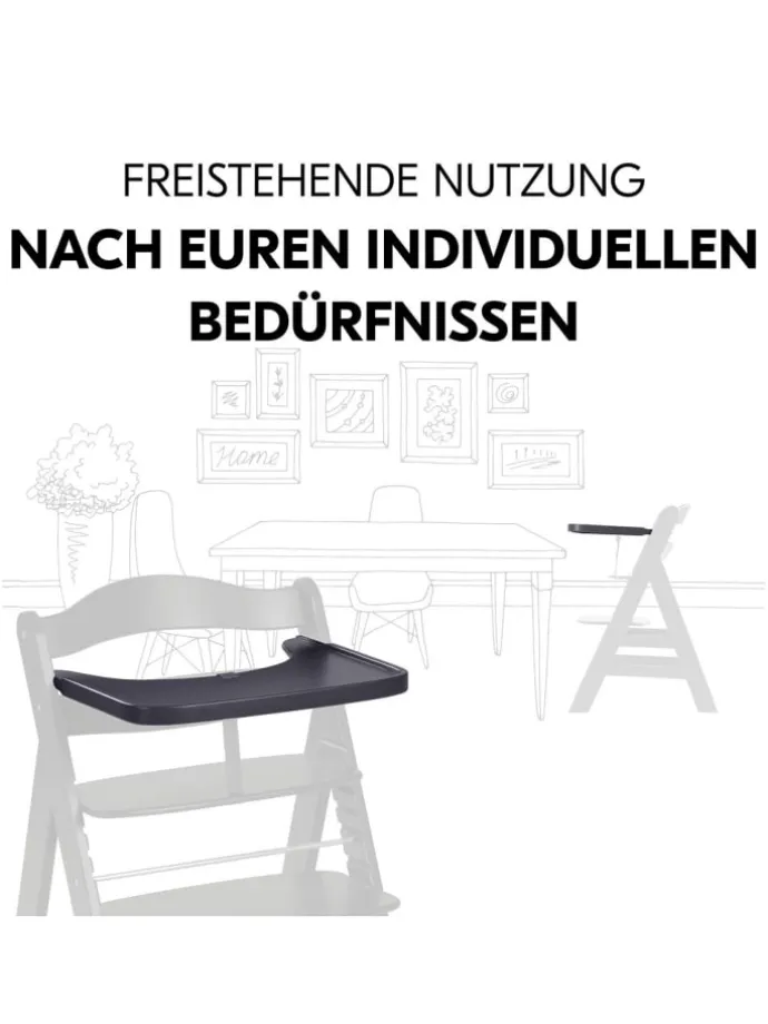 Essbrett & Tisch aus Holz für Alpha Hochstühle in grau,schwarz