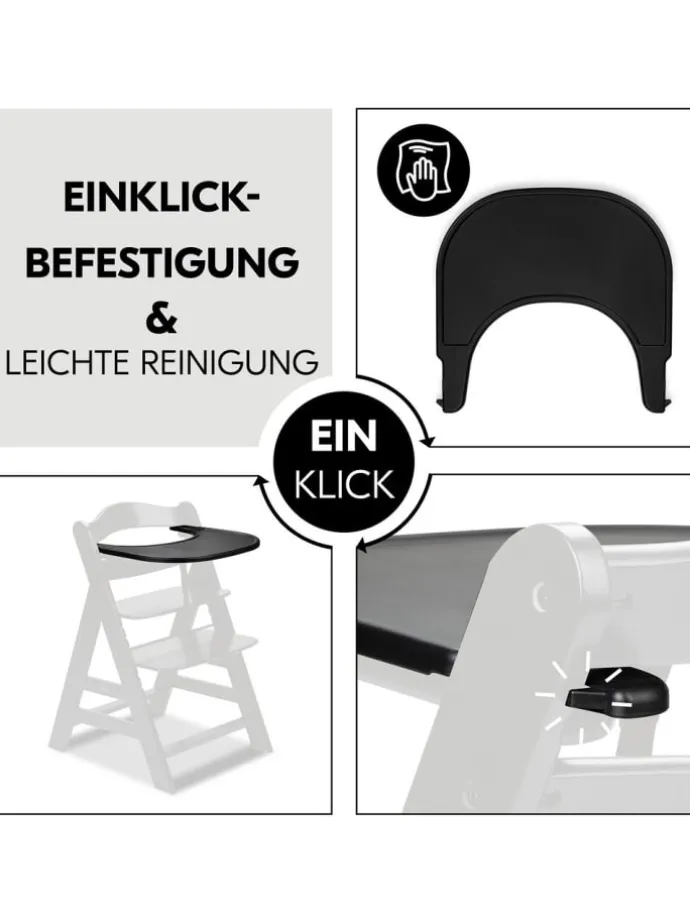 Essbrett und Tisch für Alpha Hochstuhl (Click in schwarz