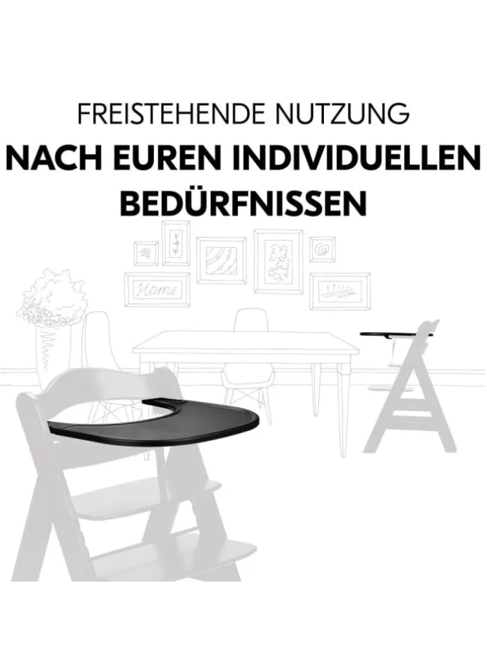 Essbrett und Tisch für Alpha Hochstuhl (Click in schwarz