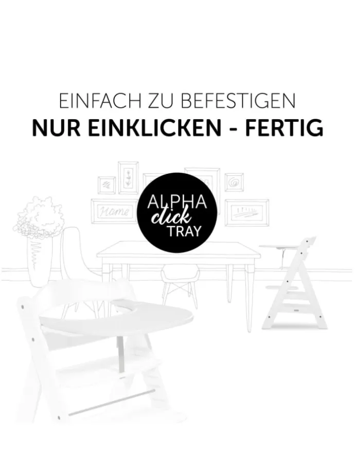 Essbrett und Tisch für Alpha Hochstuhl (Click in weiss