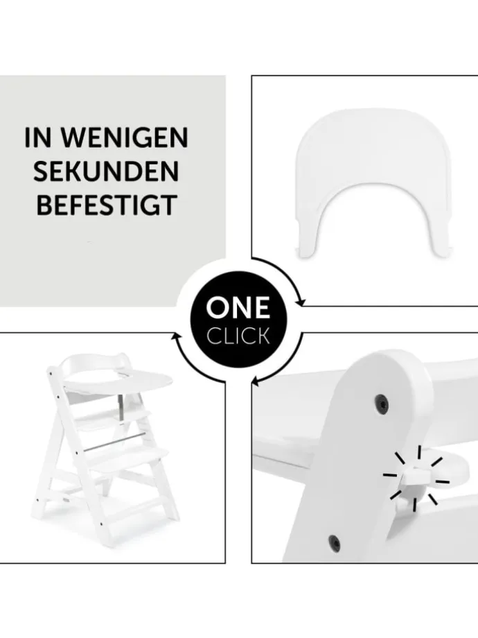 Essbrett und Tisch für Alpha Hochstuhl (Click in weiss