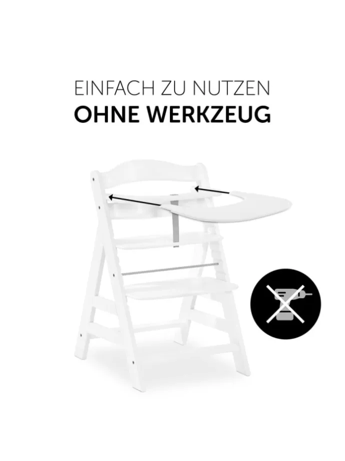 Essbrett und Tisch für Alpha Hochstuhl (Click in weiss