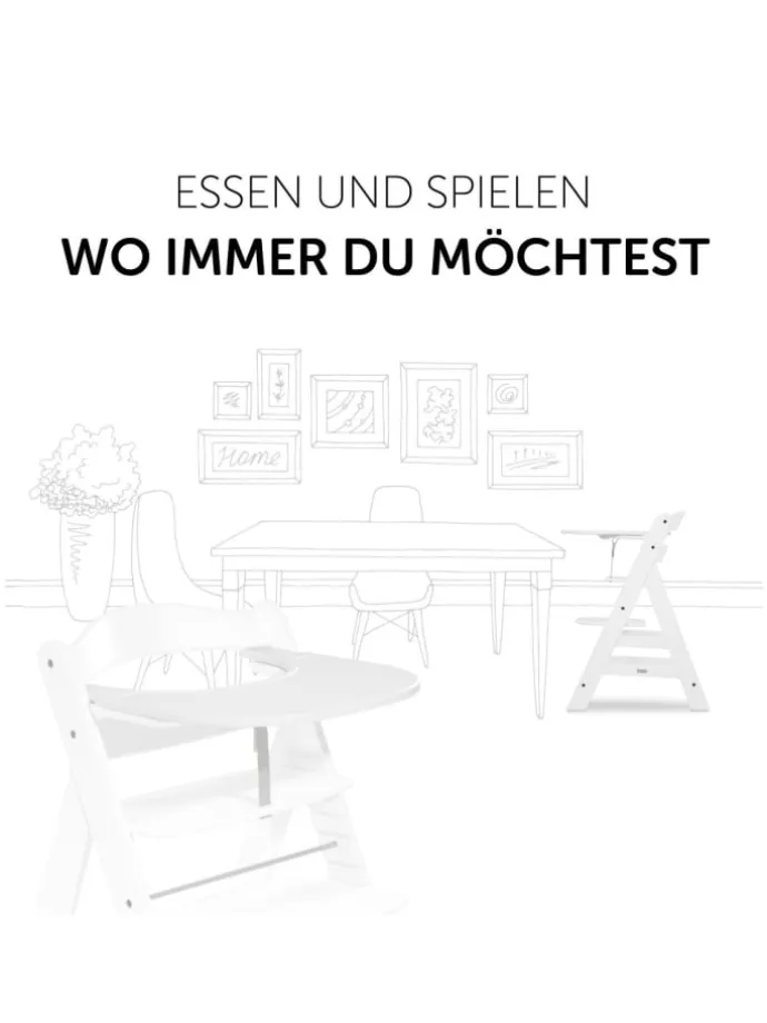 Essbrett und Tisch für Alpha Hochstuhl (Click in weiss