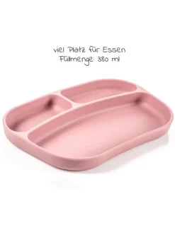 Esslern-Teller aus rutschfestem Silikon - in rosa