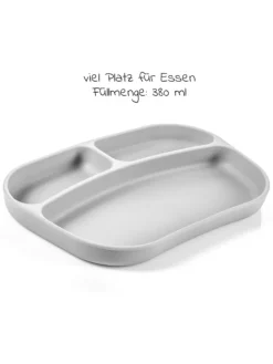 Esslern-Teller aus rutschfestem Silikon - in grau