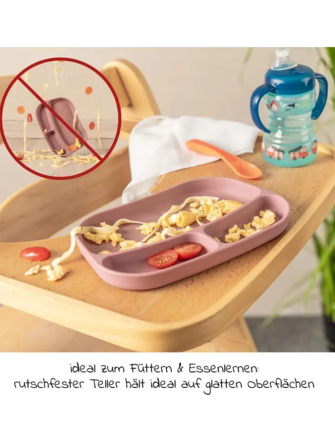 Esslern-Teller aus Silikon 2er Pack - Ro in rosa