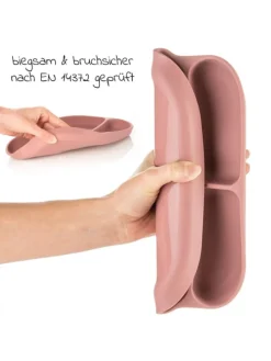 Esslern-Teller aus Silikon 2er Pack - Ro in rosa