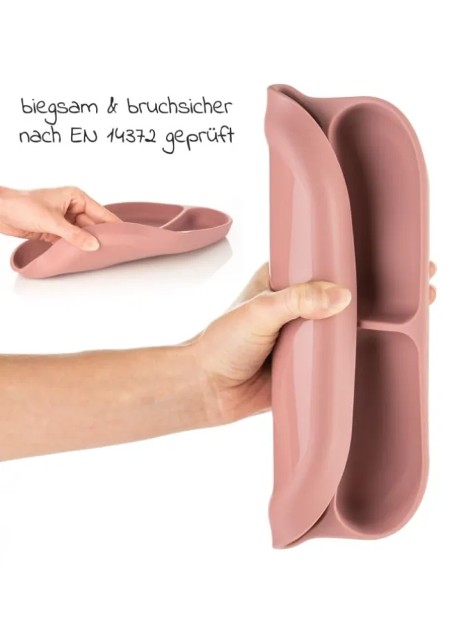 Esslern-Teller aus Silikon 2er Pack - Ro in rosa