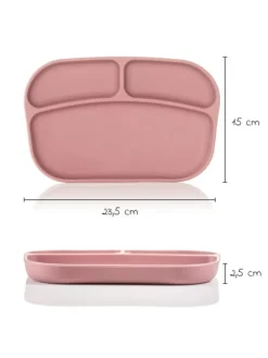 Esslern-Teller aus Silikon 2er Pack - Ro in rosa